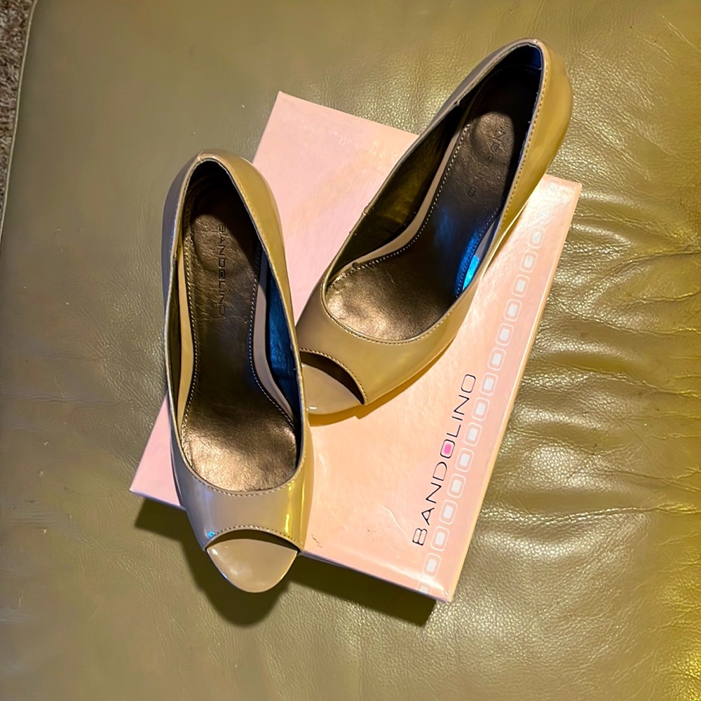 Patent Peep Toe Pumps